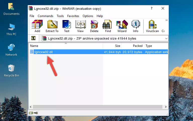 Copying the Lgncxw32.dll file into the file folder of the software.
