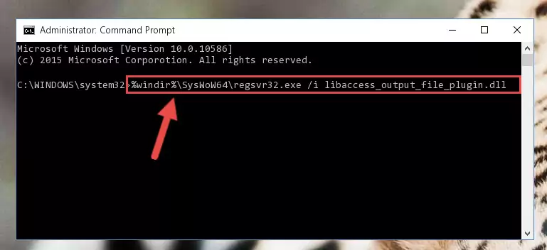 Deleting the Libaccess_output_file_plugin.dll library's problematic registry in the Windows Registry Editor