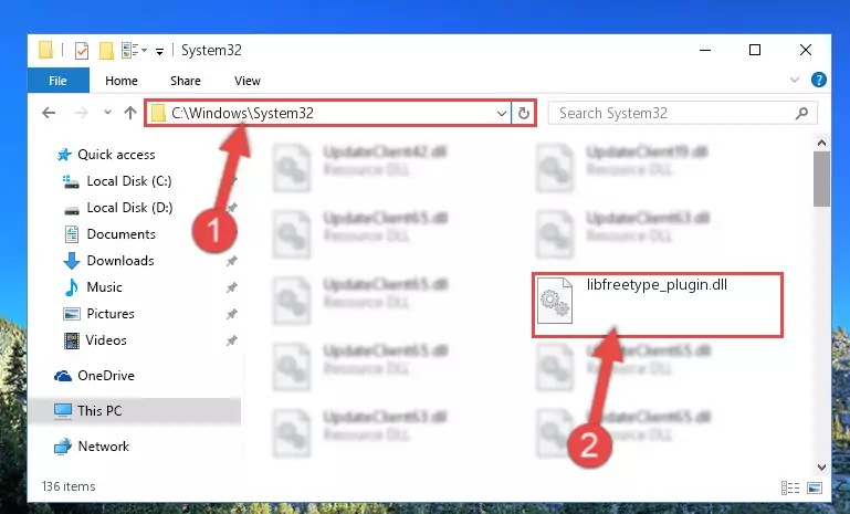 Copying the Libfreetype_plugin.dll file into the Windows/System32 folder