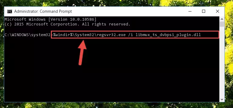 Reregistering the Libmux_ts_dvbpsi_plugin.dll file in the system (for 64 Bit)
