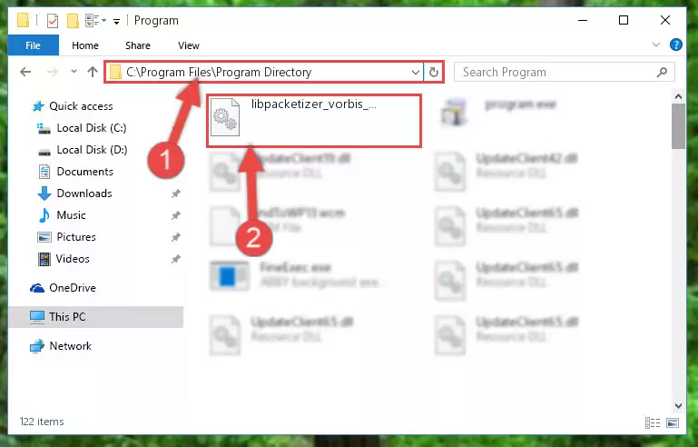Choosing the Libpacketizer_vorbis_plugin.dll library