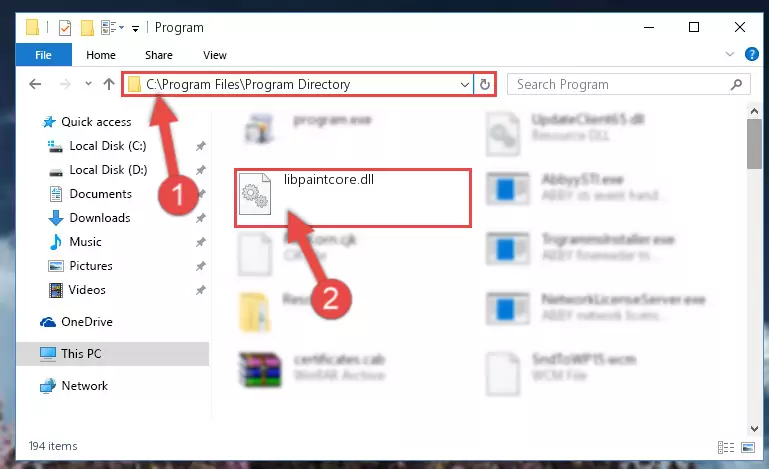 Choosing the Libpaintcore.dll library