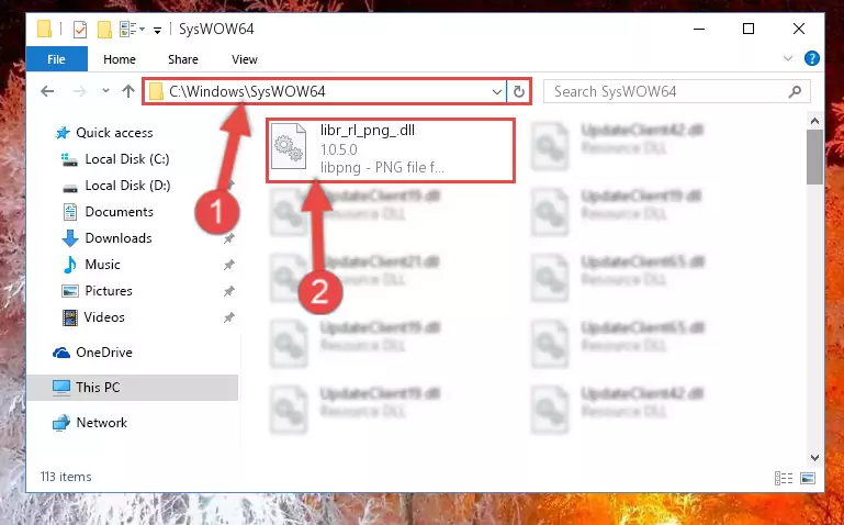 Pasting the Libr_rl_png_.dll library into the Windows/sysWOW64 directory