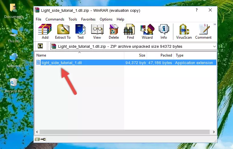 Copying the Light_side_tutorial_1.dll file into the file folder of the software.