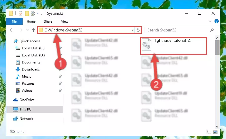 Copying the Light_side_tutorial_2.dll library into the Windows/System32 directory