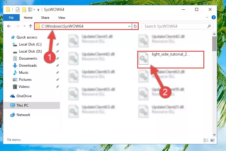 Copying the Light_side_tutorial_2.dll library to the Windows/sysWOW64 directory