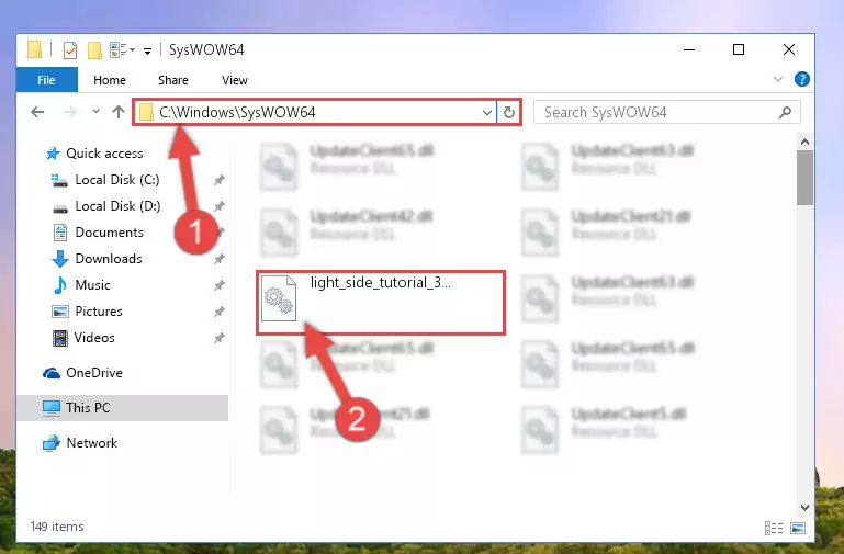 Copying the Light_side_tutorial_3.dll library to the Windows/sysWOW64 directory
