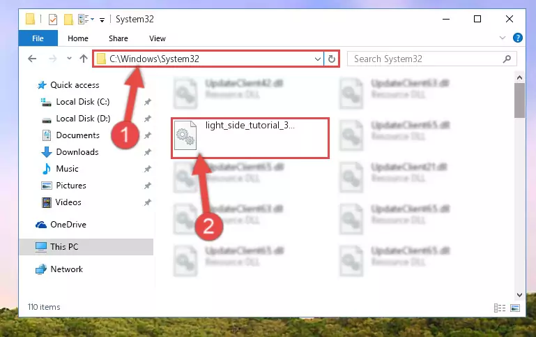 Pasting the Light_side_tutorial_3.dll library into the Windows/System32 directory