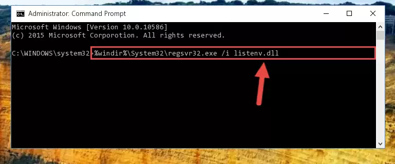 Cleaning the problematic registry of the Listenv.dll file from the Windows Registry Editor