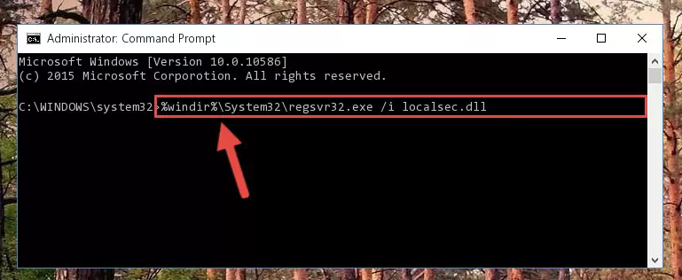 Deleting the damaged registry of the Localsec.dll