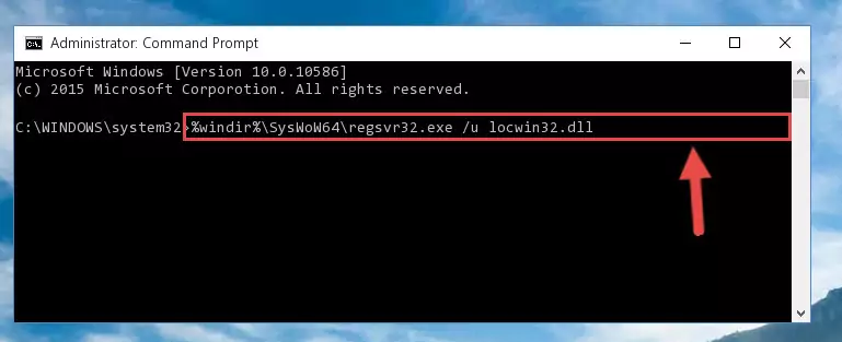 Reregistering the Locwin32.dll file in the system
