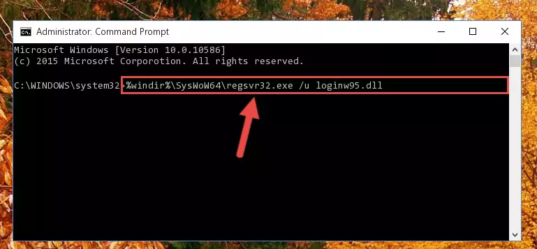 Reregistering the Loginw95.dll library in the system