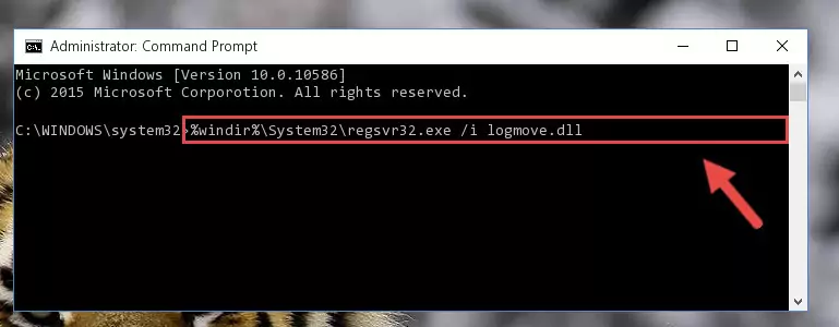 Deleting the Logmove.dll file's problematic registry in the Windows Registry Editor