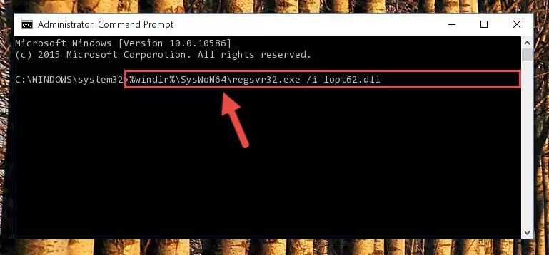 Deleting the Lopt62.dll library's problematic registry in the Windows Registry Editor