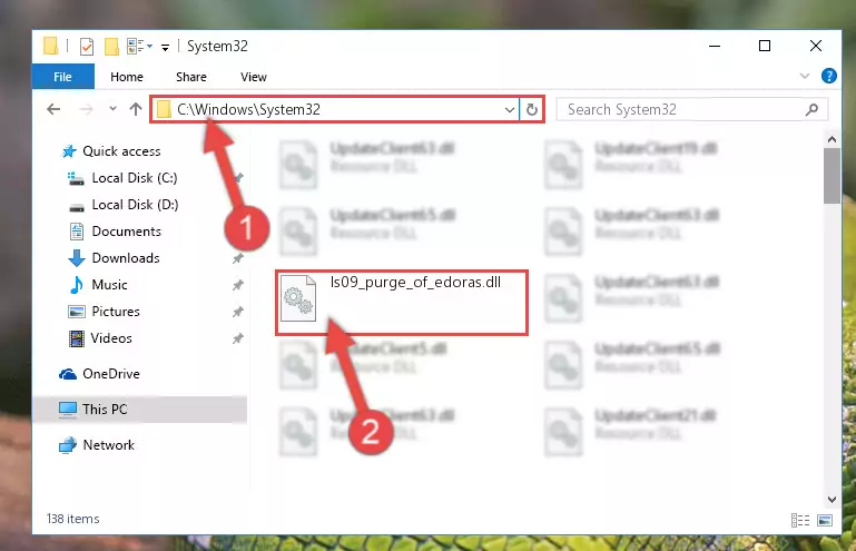 Copying the Ls09_purge_of_edoras.dll library to the Windows/sysWOW64 directory