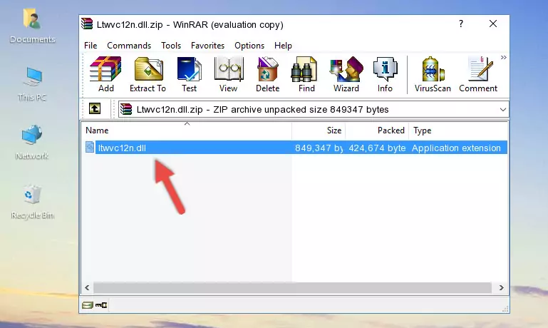 Pasting the Ltwvc12n.dll file into the software's file folder