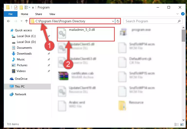 Choosing the Mailadmin_5_0.dll library