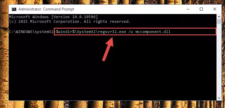 Extracting the Mccomponent.dll library from the .zip file