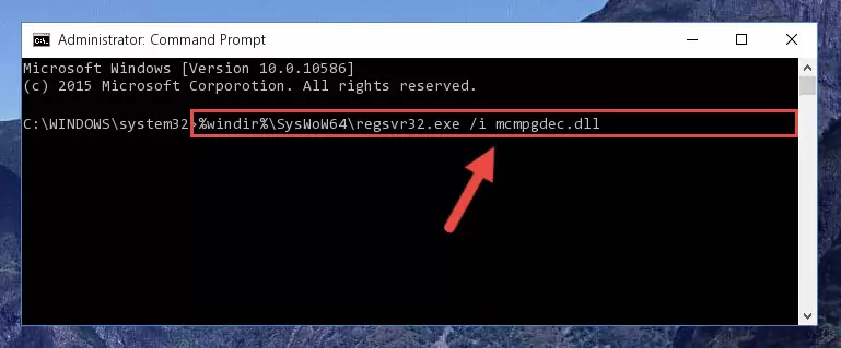 Deleting the Mcmpgdec.dll library's problematic registry in the Windows Registry Editor