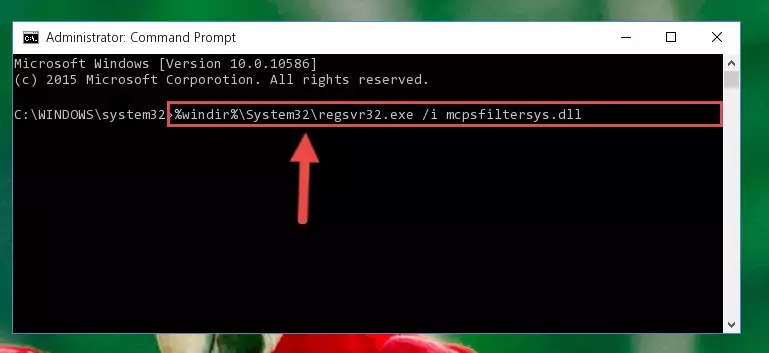 Uninstalling the Mcpsfiltersys.dll file from the system registry