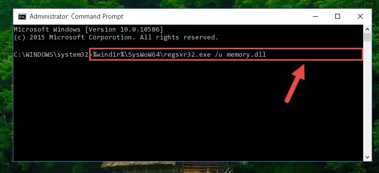 Reregistering the Memory.dll file in the system