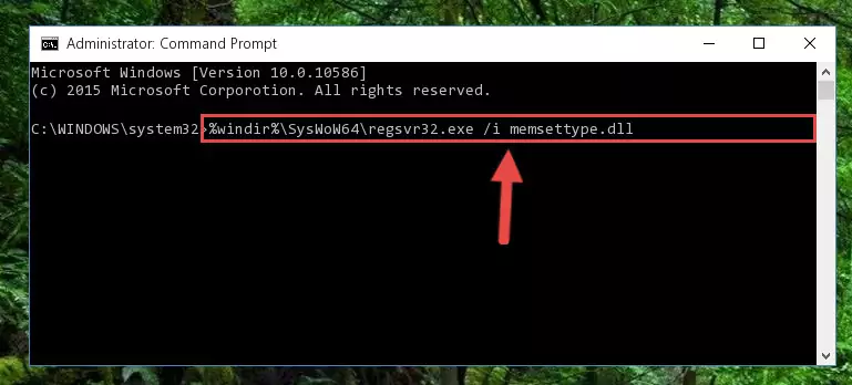 Deleting the Memsettype.dll library's problematic registry in the Windows Registry Editor