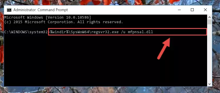 Reregistering the Mfpnsal.dll file in the system (for 64 Bit)