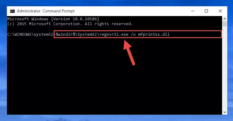 Reregistering the Mfprintss.dll file in the system
