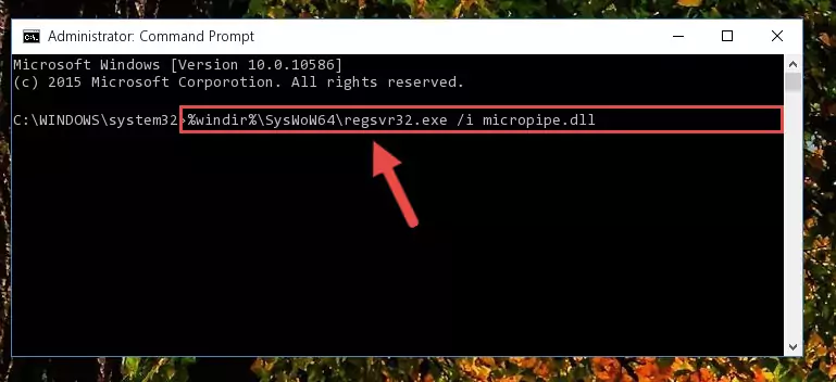 Uninstalling the damaged Micropipe.dll file's registry from the system (for 64 Bit)