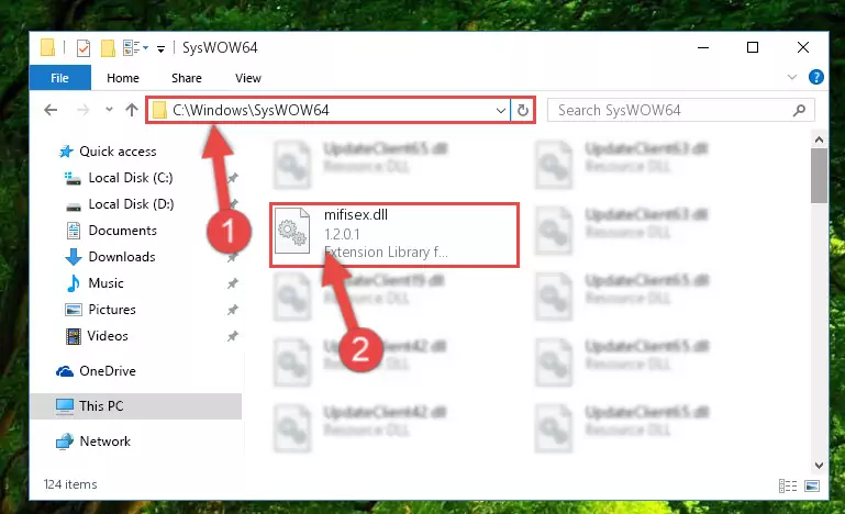 Pasting the Mifisex.dll library into the Windows/sysWOW64 directory