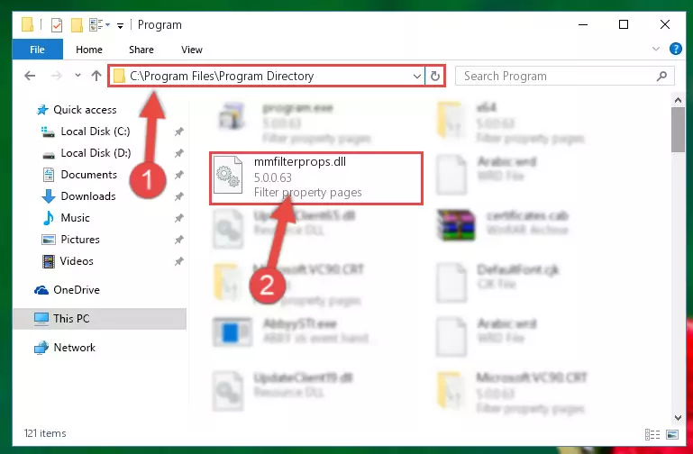 Uninstalling the damaged Mmfilterprops.dll library's registry from the system (for 64 Bit)