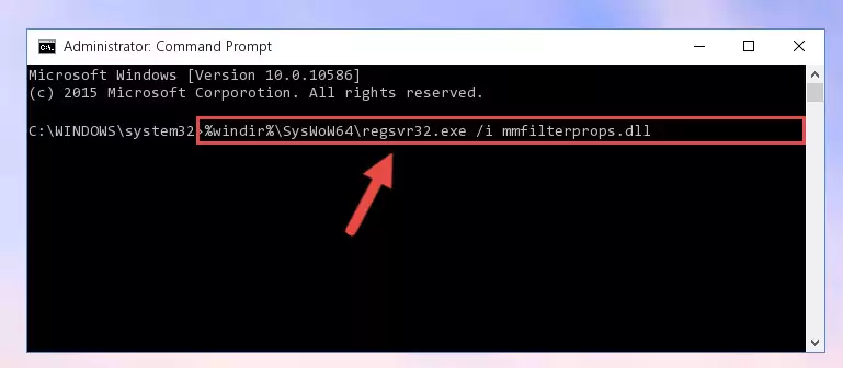 Uninstalling the Mmfilterprops.dll library from the system registry