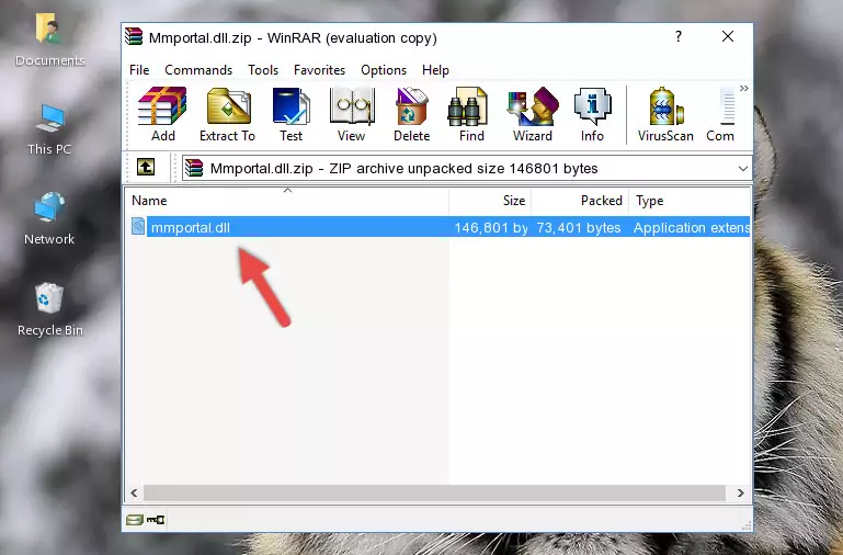 Pasting the Mmportal.dll file into the software's file folder