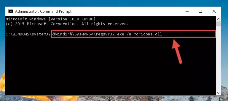 Creating a new registry for the Moricons.dll file in the Windows Registry Editor