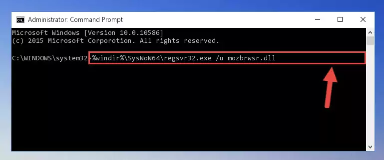 Reregistering the Mozbrwsr.dll file in the system (for 64 Bit)