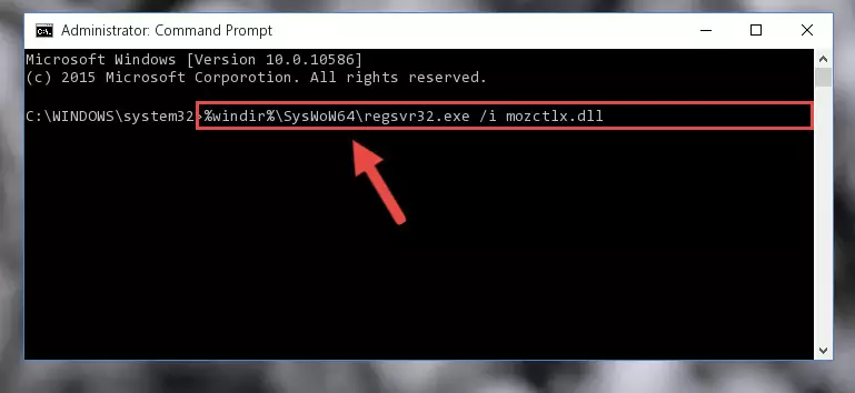 Uninstalling the damaged Mozctlx.dll file's registry from the system (for 64 Bit)