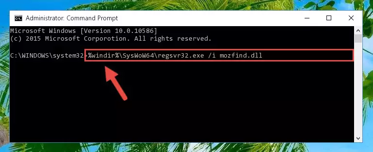 Deleting the damaged registry of the Mozfind.dll