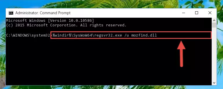 Reregistering the Mozfind.dll library in the system