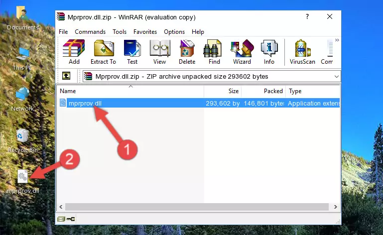 Pasting the Mprprov.dll file into the software's file folder