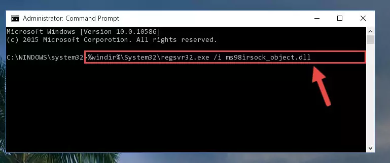 Deleting the Ms98irsock_object.dll library's problematic registry in the Windows Registry Editor