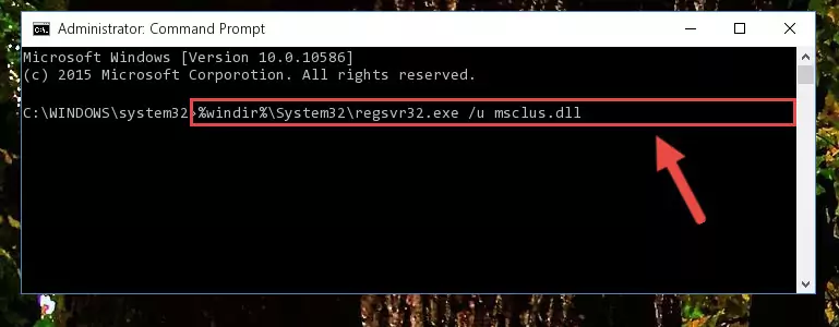 Creating a new registry for the Msclus.dll file in the Windows Registry Editor