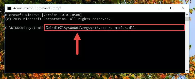 Reregistering the Msclus.dll file in the system (for 64 Bit)