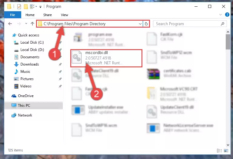 Uninstalling the damaged Mscordbi.dll library's registry from the system (for 64 Bit)