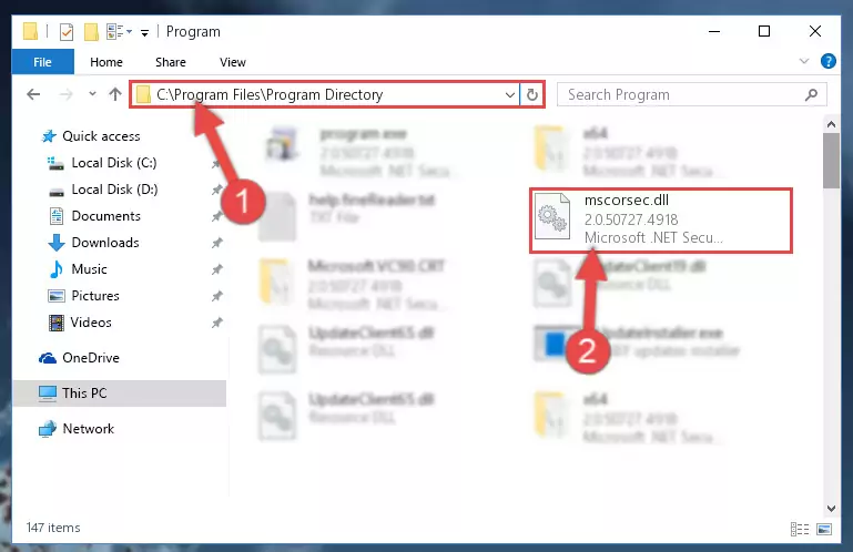 Choosing the Mscorsec.dll library