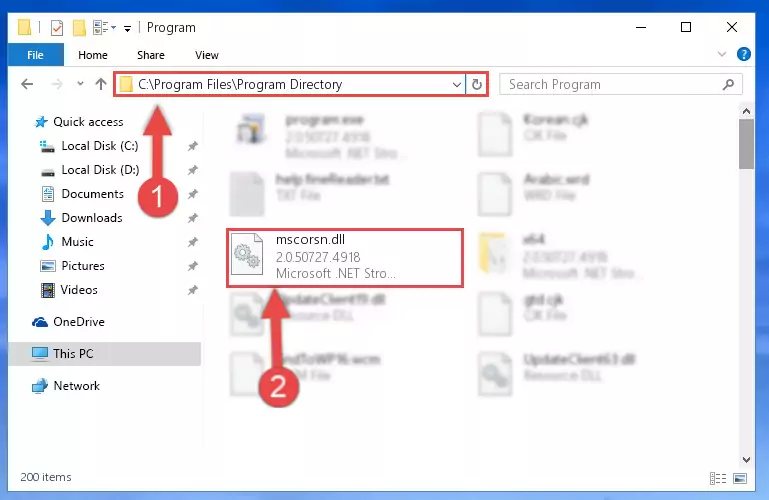 Uninstalling the damaged Mscorsn.dll library's registry from the system (for 64 Bit)