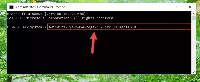 Uninstalling the damaged Msctfp.dll file's registry from the system (for 64 Bit)