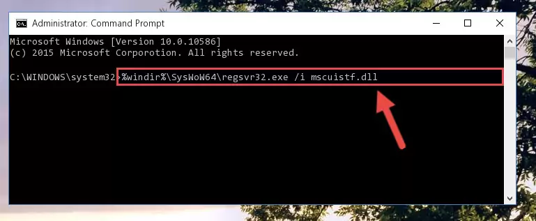 Uninstalling the Mscuistf.dll file from the system registry