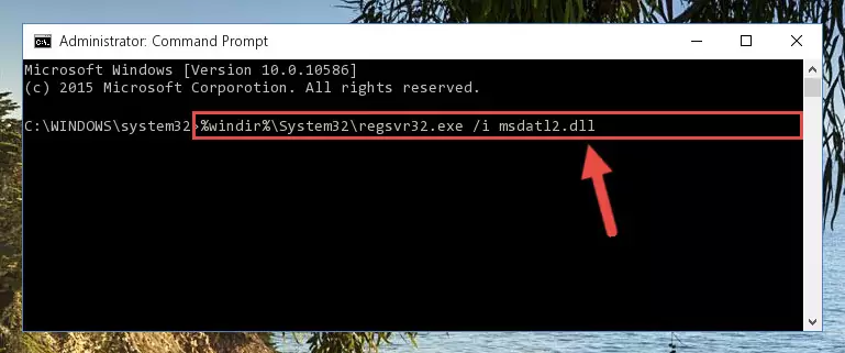 Deleting the damaged registry of the Msdatl2.dll