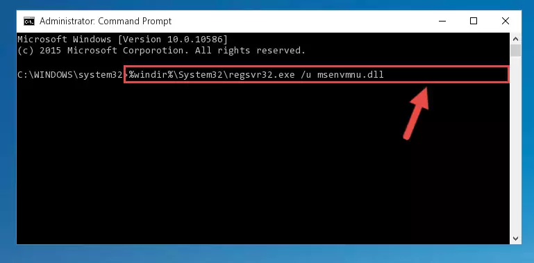 Reregistering the Msenvmnu.dll file in the system