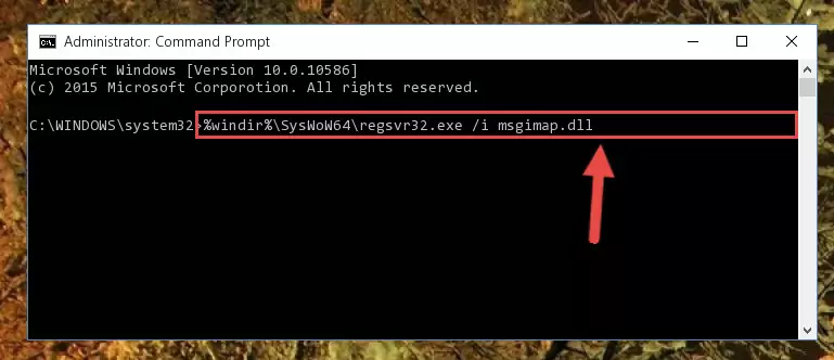 Uninstalling the damaged Msgimap.dll library's registry from the system (for 64 Bit)